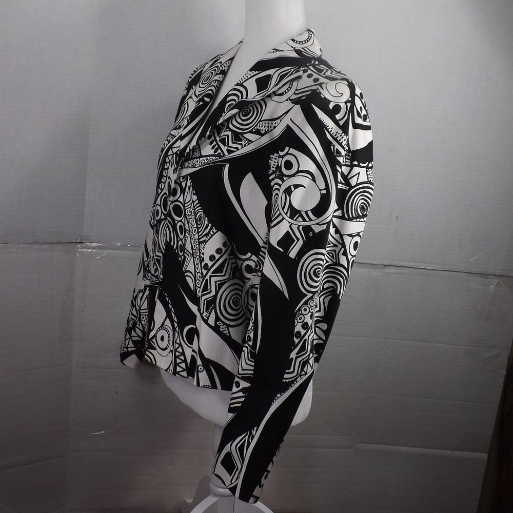 Harve Benard Holztman Petit Black & White Designs Open Cropped Jacket Blazer 10P - Picture 10 of 16